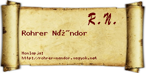 Rohrer Nándor névjegykártya